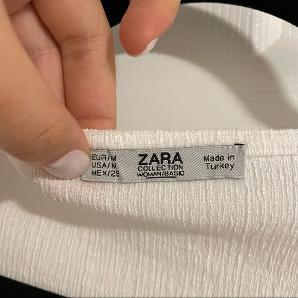 White Twist Front Crop Top Shirt Zara Size Medium - Picture 4 of 4